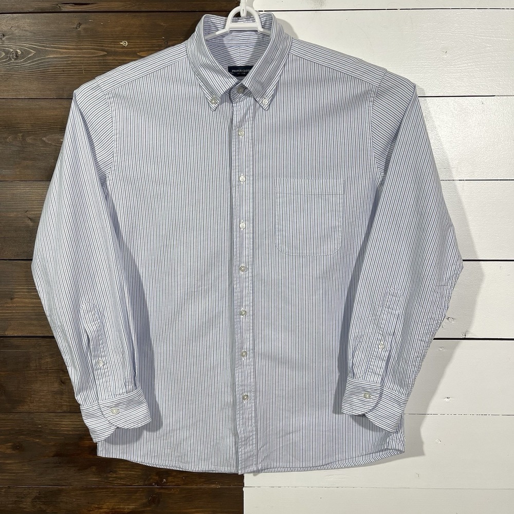 Proper Cloth Oxford Cloth Stripe Shirt Mens M 16.5 Kirks Fav Untucked